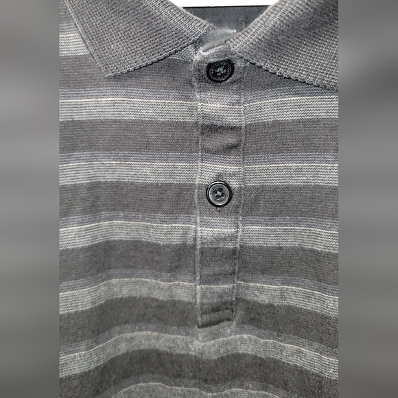 Mens Large Calvin Klein striped grey tone polo cotton - Picture 3 of 7